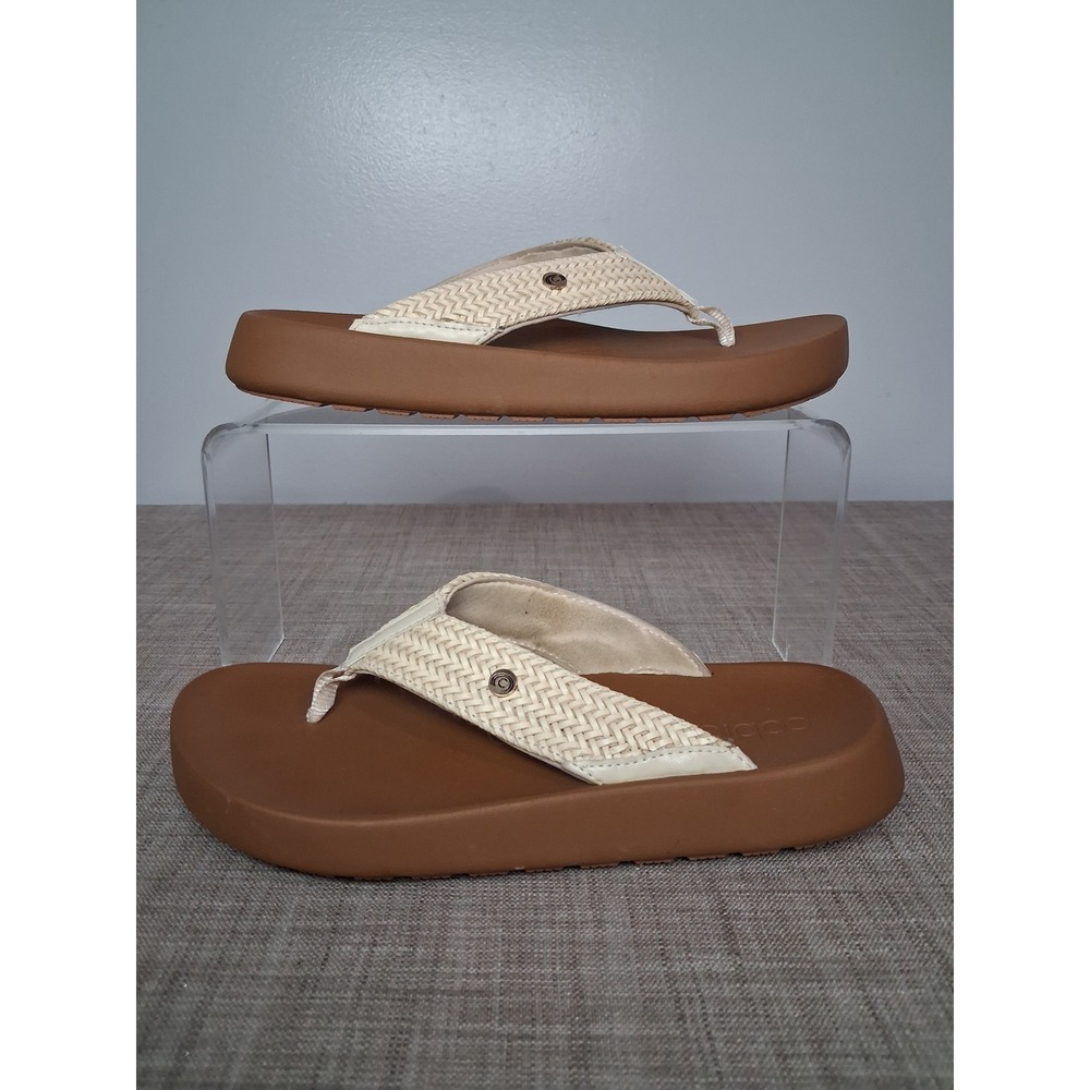 Cobian Salt + Light Cream Woven Braided Platform Flip Flops Womens 7 Brown